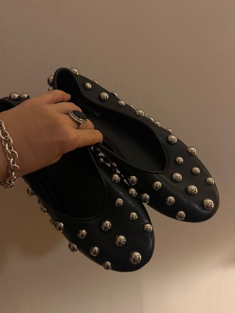Abound Black Studded Ballet Flats